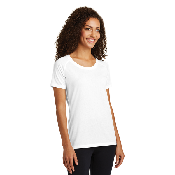 Sport-Tek® PosiCharge® Ladies' Triblend Wicking Scoop Neck Raglan Tee
