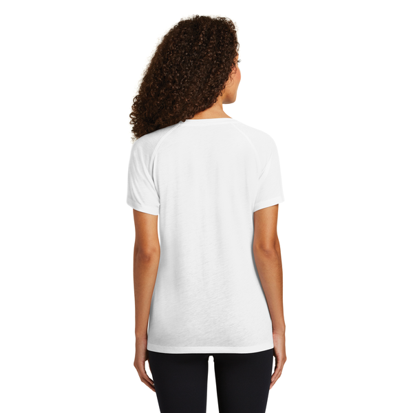 Sport-Tek® PosiCharge® Ladies' Triblend Wicking Scoop Neck Raglan Tee