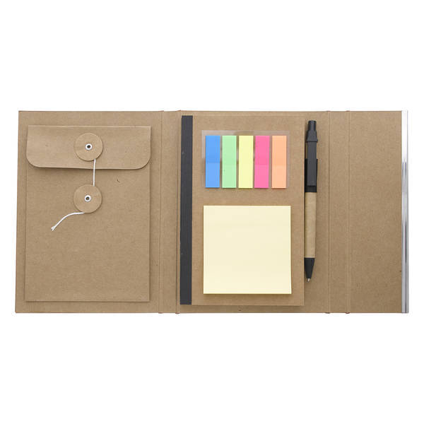 Woodgrain Padfolio w/ Sticky Notes & Flags