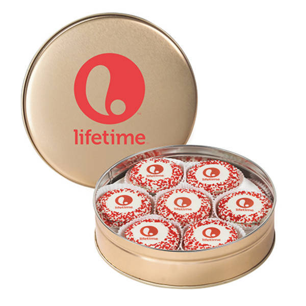 Chocolate Covered Oreos® w/ Corporate Color™ Nonpareils in Tin