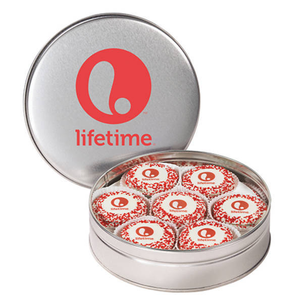 Chocolate Covered Oreos® w/ Corporate Color™ Nonpareils in Tin