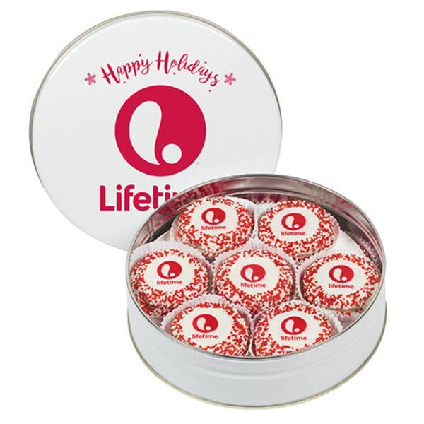 Chocolate Covered Oreos® w/ Corporate Color™ Nonpareils in Tin