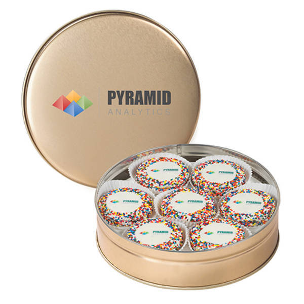 Chocolate Covered Oreos® w/ Rainbow Nonpareils in Tin