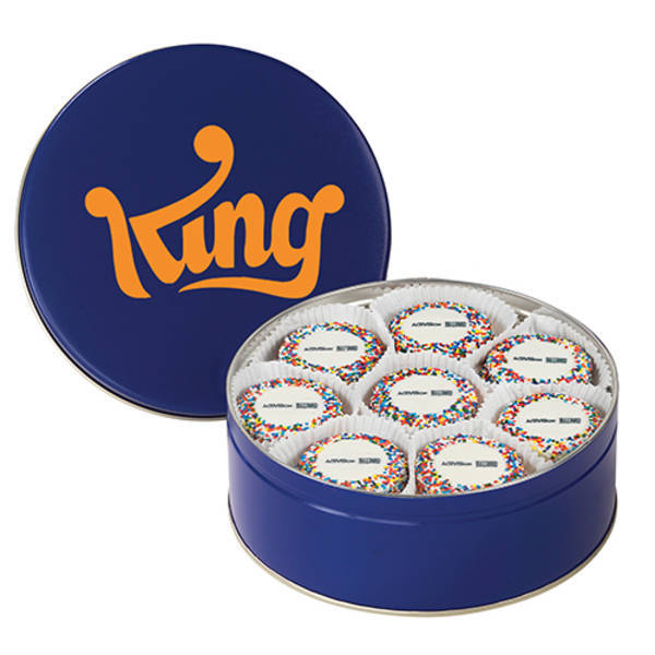 Chocolate Covered Oreos® w/ Rainbow Nonpareils in Large Tin