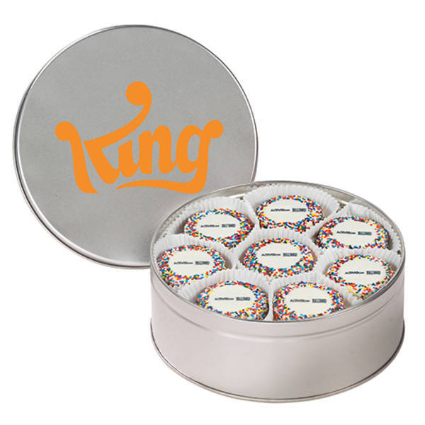 Chocolate Covered Oreos® w/ Rainbow Nonpareils in Large Tin