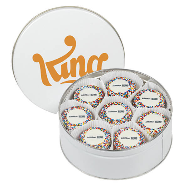 Chocolate Covered Oreos® w/ Rainbow Nonpareils in Large Tin