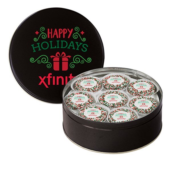 Chocolate Covered Oreos® w/ Holiday Nonpareils in Large Tin