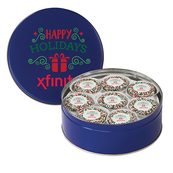 Chocolate Covered Oreos® w/ Holiday Nonpareils in Large Tin