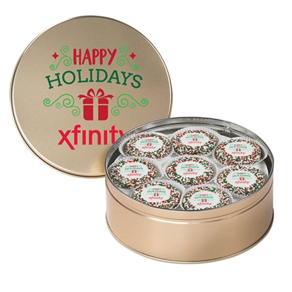 Chocolate Covered Oreos® w/ Holiday Nonpareils in Large Tin