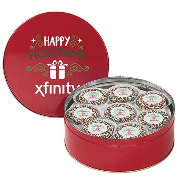Chocolate Covered Oreos® w/ Holiday Nonpareils in Large Tin