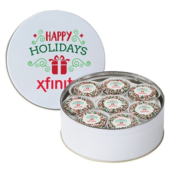 Chocolate Covered Oreos® w/ Holiday Nonpareils in Large Tin