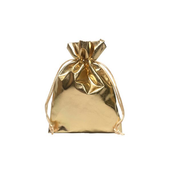 Metallic Lamé Drawstring Pouch, 5" x 7"