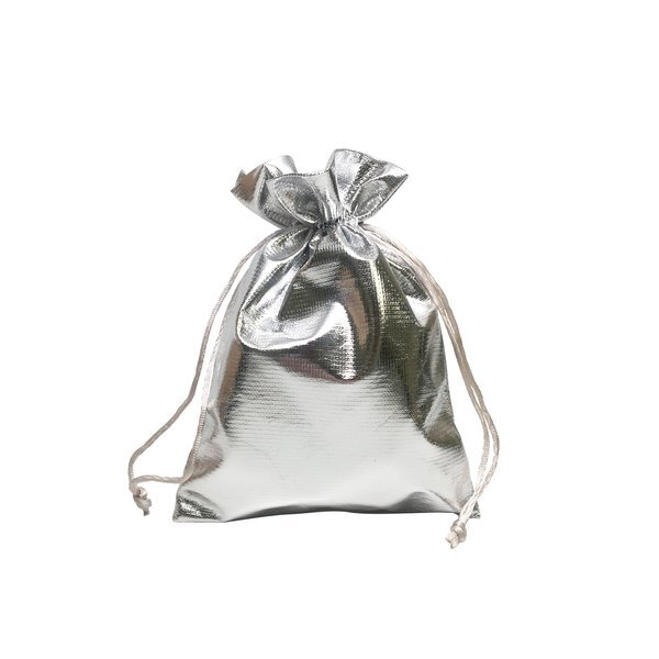 Metallic Lamé Drawstring Pouch, 5" x 7"