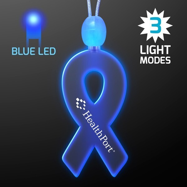 Light Up LED Awareness Ribbon Pendant Acrylic Necklace