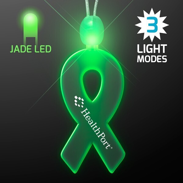 Light Up LED Awareness Ribbon Pendant Acrylic Necklace