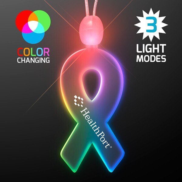 Light Up LED Awareness Ribbon Pendant Acrylic Necklace