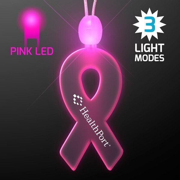 Light Up LED Awareness Ribbon Pendant Acrylic Necklace