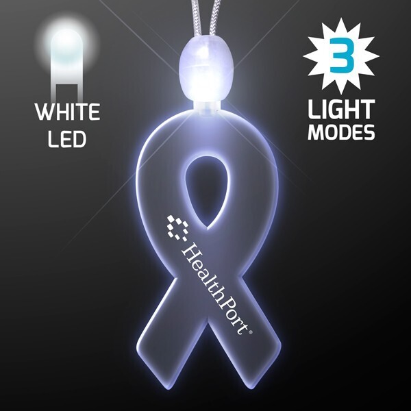 Light Up LED Awareness Ribbon Pendant Acrylic Necklace
