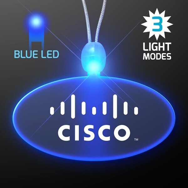 Light Up LED Oval Pendant Acrylic Necklace