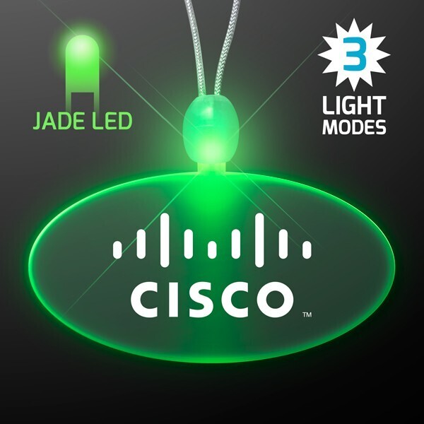 Light Up LED Oval Pendant Acrylic Necklace