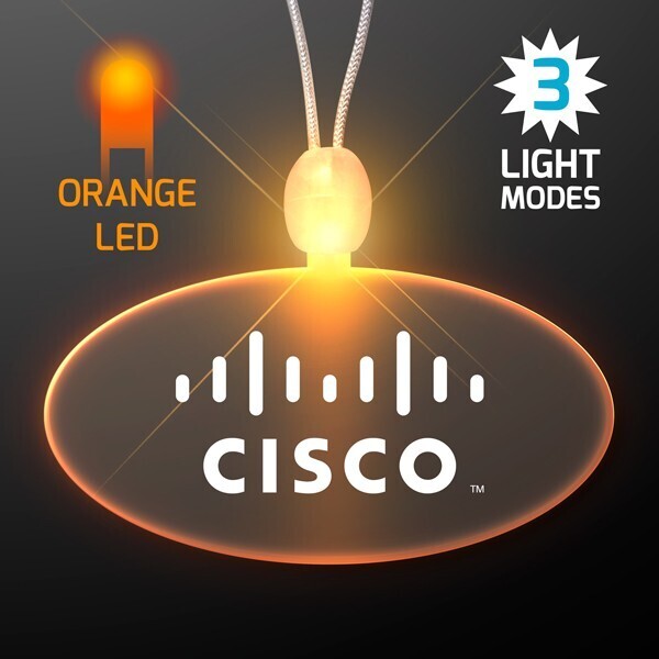 Light Up LED Oval Pendant Acrylic Necklace