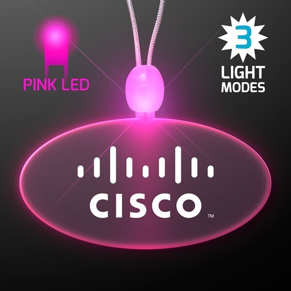 Light Up LED Oval Pendant Acrylic Necklace