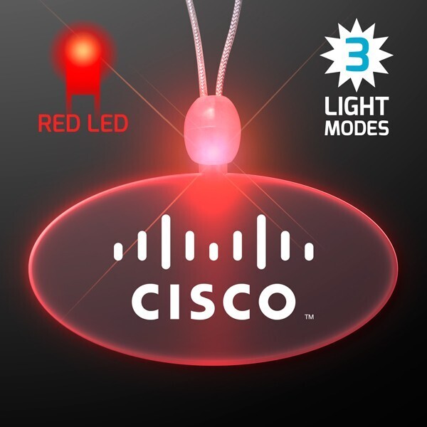 Light Up LED Oval Pendant Acrylic Necklace