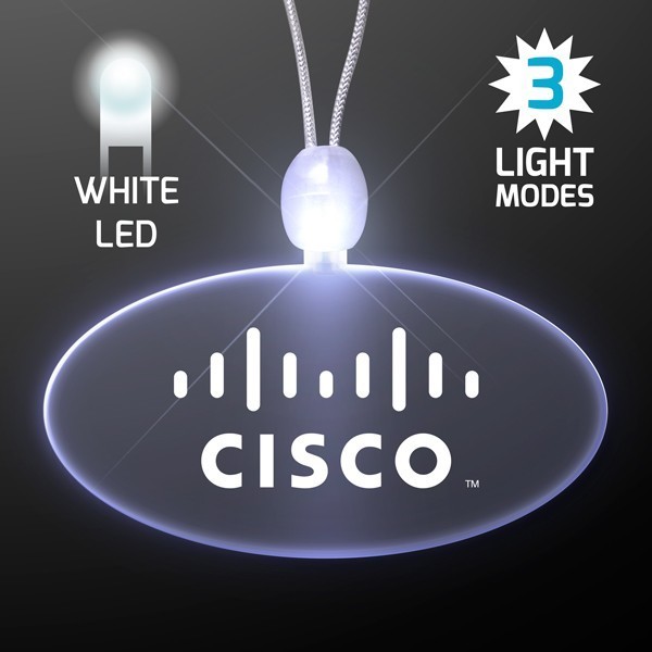 Light Up LED Oval Pendant Acrylic Necklace