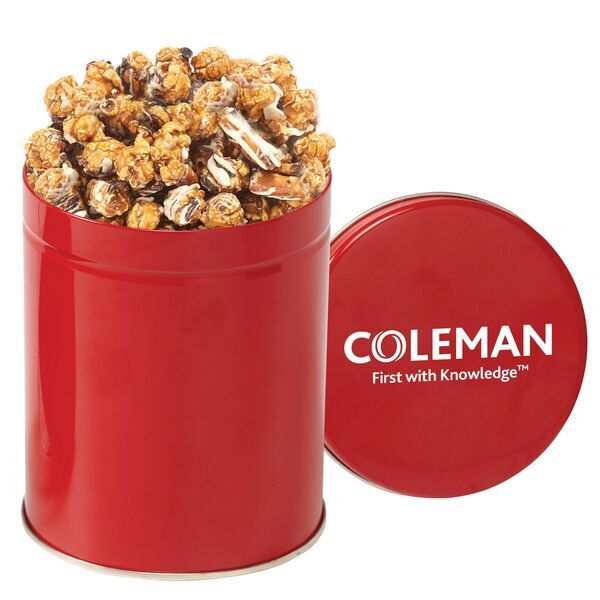 Gourmet Chocolate Pretzel Popcorn Tin, Quart