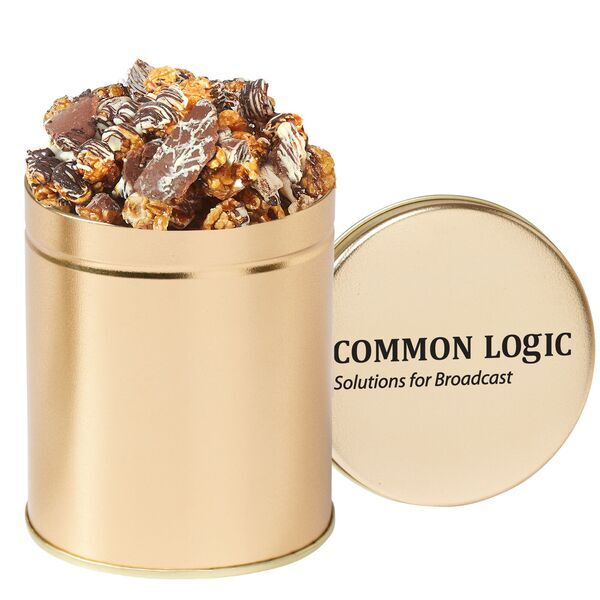 Gourmet Chocolate Pretzel & Potato Chip Popcorn Tin, Quart
