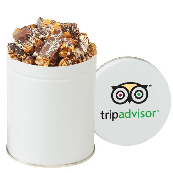 Gourmet Chocolate Pretzel & Potato Chip Popcorn Tin, Quart