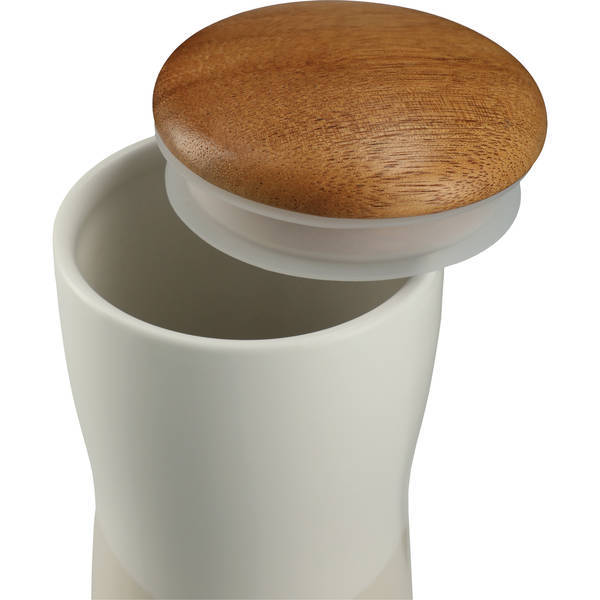 Reno Double Wall Ceramic Tumbler w/Wood Lid, 10 oz.
