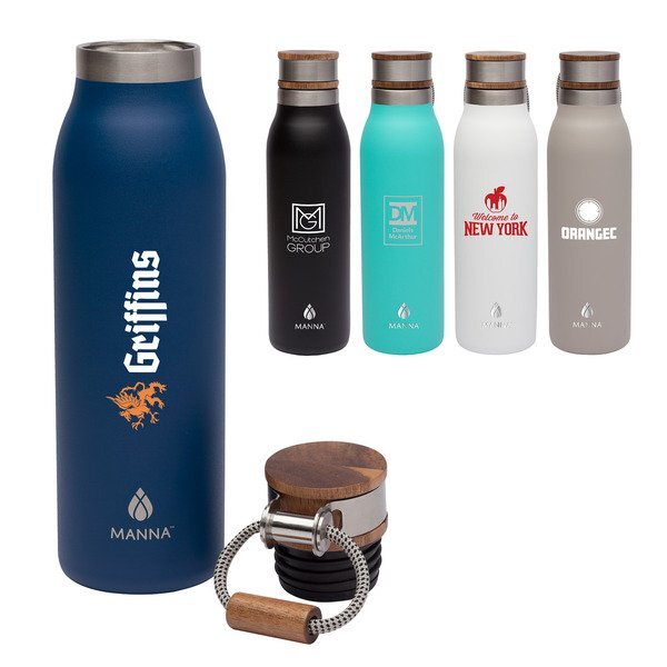 Manna™ Ascend Stainless Steel Water Bottle w/ Acacia Lid, 18oz.