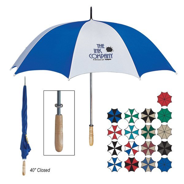 Wood Handle Manual Open Golf Umbrella, 60" Arc