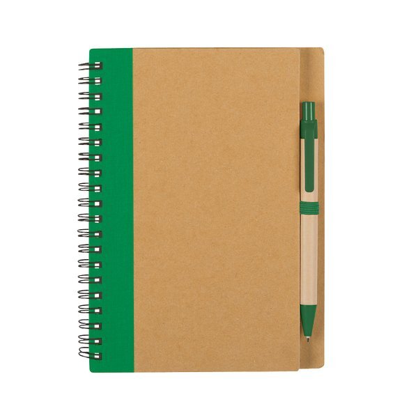 Eco-Inspired Spiral Notebook and Pen Set, 5-1/4" x 7"