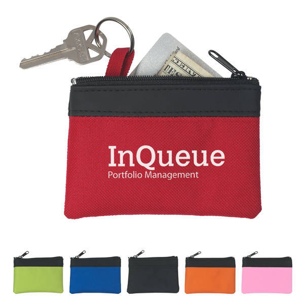 Zippered PVC & Polyester Coin Pouch