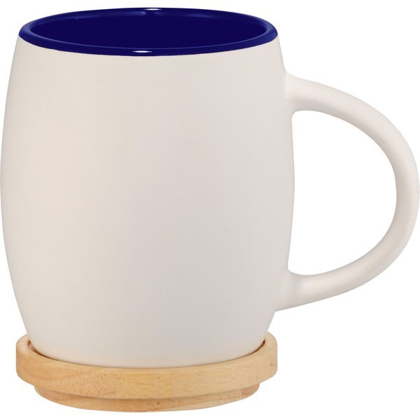 Hearth Ceramic Matte Mug with Wood Coaster/Lid, 15oz.