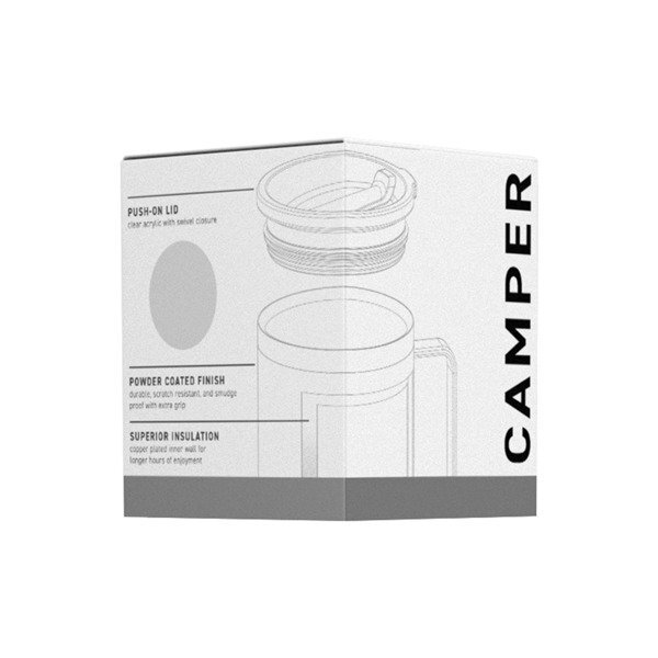Camper Double Wall Stainless Steel Thermal Mug w/ Lid, 12oz.