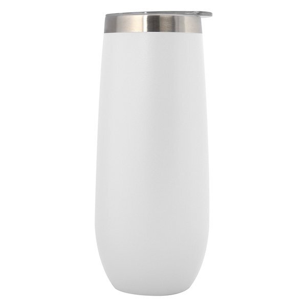 Korabel Stemless Double Wall Stainless Champagne Flute w/ Lid, 14oz.