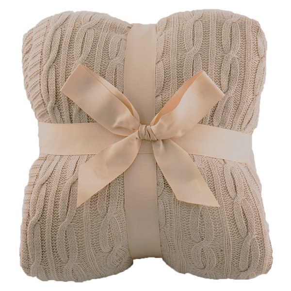 Cable Knit Lambswool Blanket, 50" x 60"