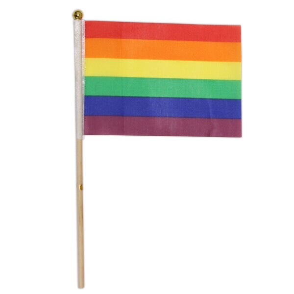 Rainbow Flag w/ Wood Stick, 4" x 6"