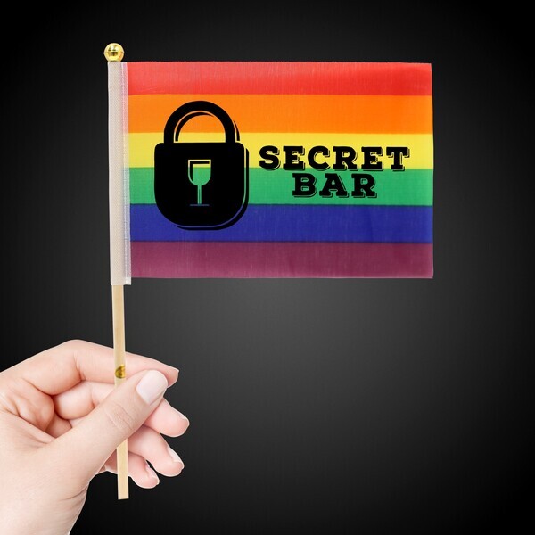 Rainbow Flag w/ Wood Stick, 4" x 6"