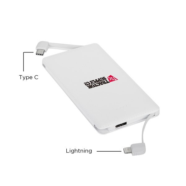 Textured Built-In Cable Power Bank, 5000mAh