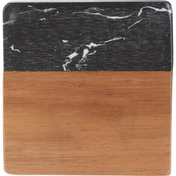 Black Marble & Wood Coaster Set