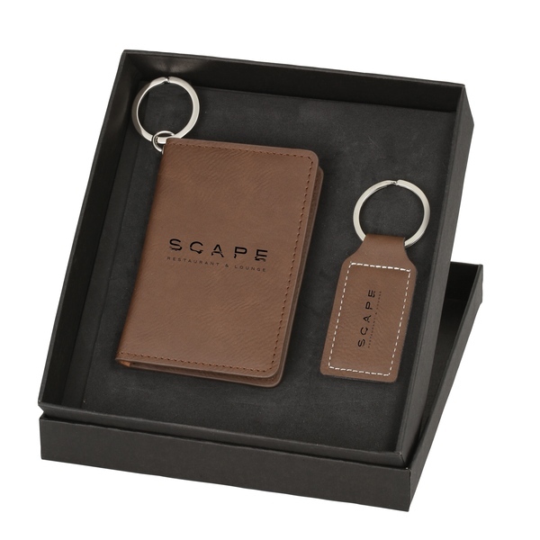 Wallet & Keychain Leatherette Set