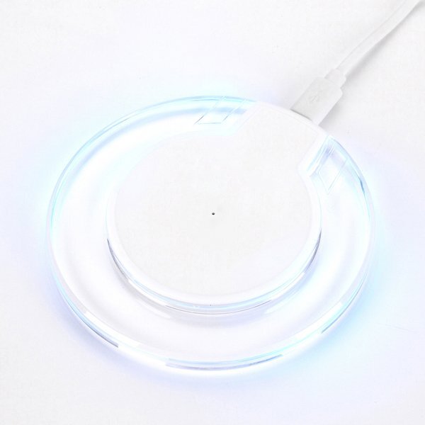 Ultra-Slim UFO Crystal Wireless Charging Transmitter w/ LED Light