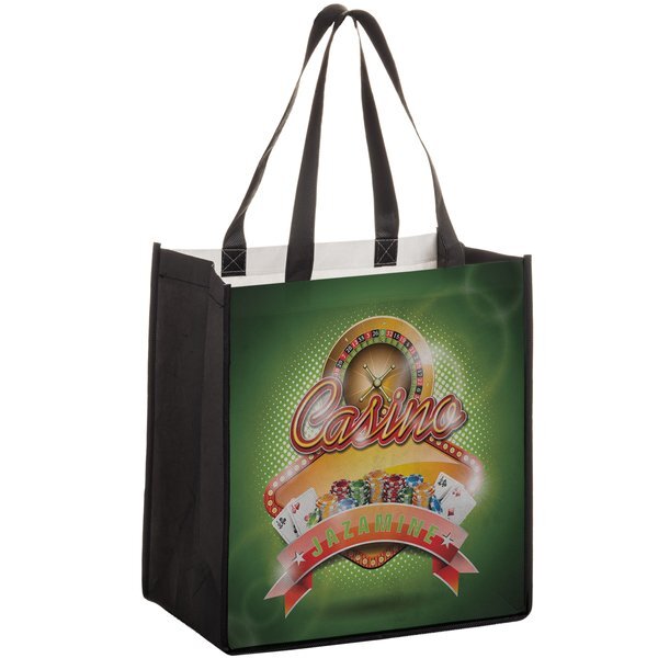 Laminated Non-Woven Grocery Bag w/ Full Color Imprint, 12" x 18"