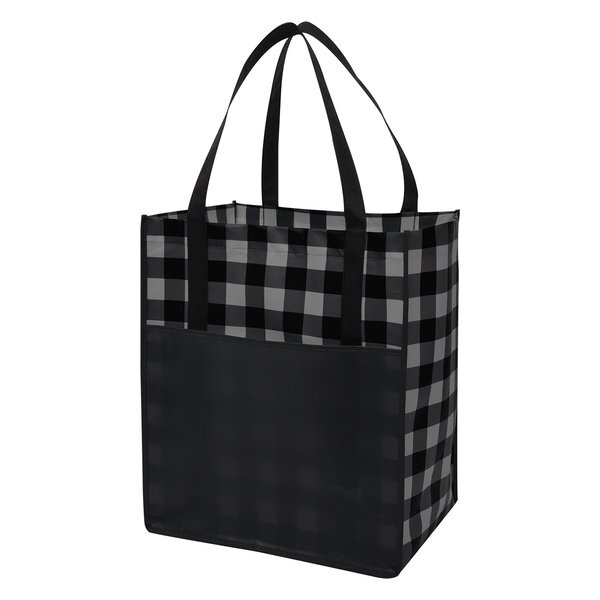 Northwoods Laminated Non-Woven Plaid Tote Bag