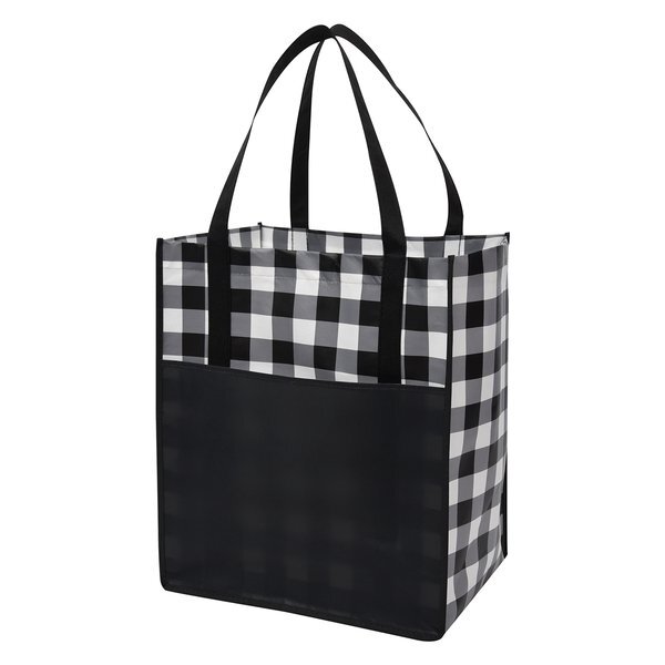 Northwoods Laminated Non-Woven Plaid Tote Bag