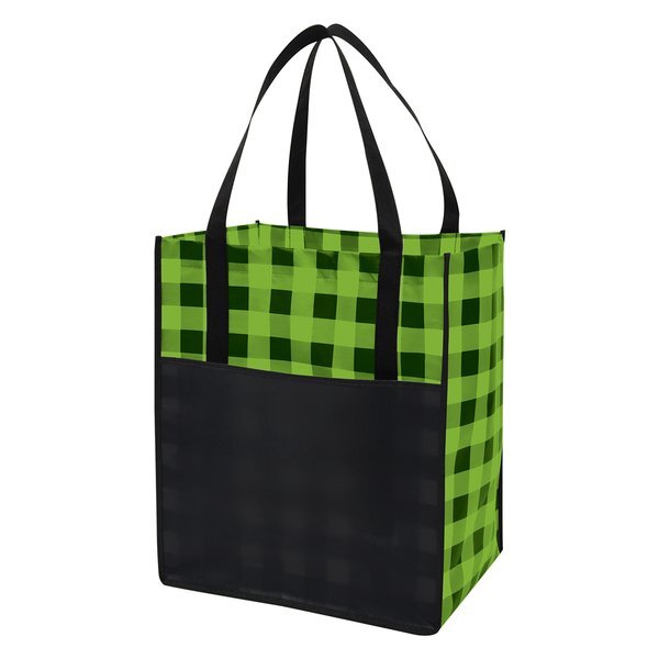 Northwoods Laminated Non-Woven Plaid Tote Bag